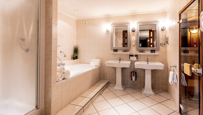 business suite brown bathroom